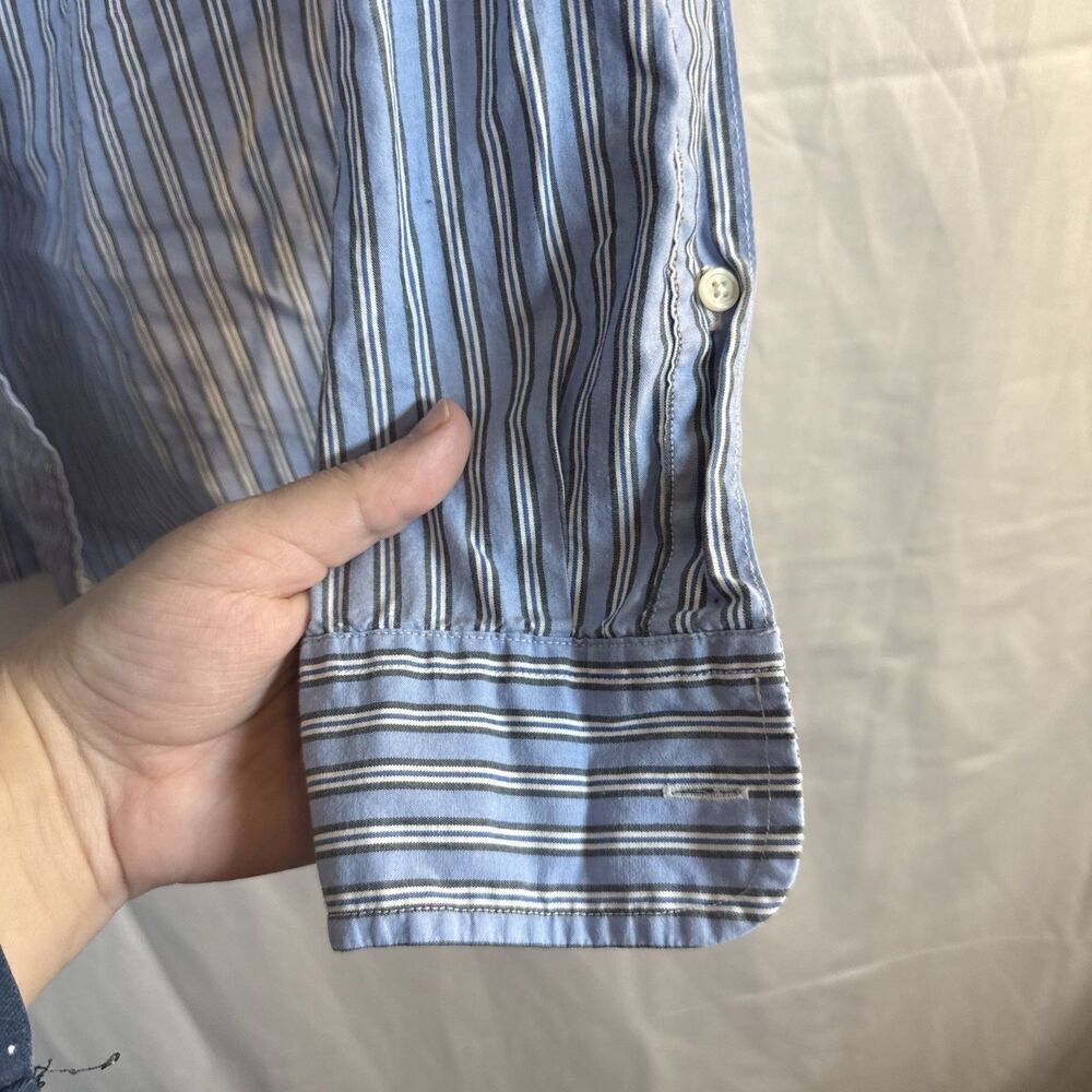Men’s Abercrombie & Fitch Button Up Shirt Blue Striped Size Small Preowned - Picture 9 of 15